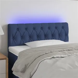 vidaXL Tête de lit à LED Bleu 100x7x78/88 cm Tissu pas cher