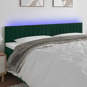 vidaXL Tête de lit à LED Vert foncé 200x5x78/88 cm Velours pas cher