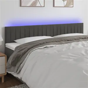 vidaXL Tête de lit à LED Gris foncé 200x5x78/88 cm Velours pas cher