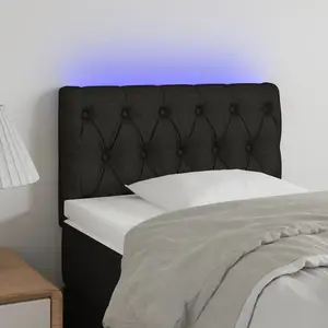 vidaXL Tête de lit à LED Noir 80x7x78/88 cm Tissu pas cher