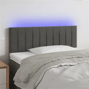 vidaXL Tête de lit à LED Gris foncé 80x5x78/88 cm Velours pas cher