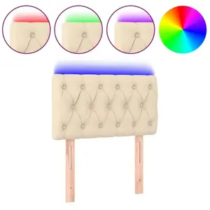 vidaXL Tête de lit à LED Crème 80x7x78/88 cm Tissu pas cher