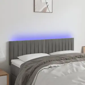 vidaXL Tête de lit à LED Gris clair 144x5x78/88 cm Velours pas cher