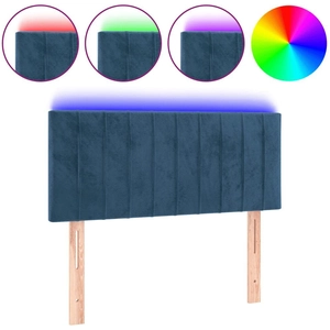 vidaXL Tête de lit à LED Bleu foncé 100x5x78/88 cm Velours pas cher