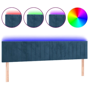 vidaXL Tête de lit à LED Bleu foncé 160x5x78/88 cm Velours pas cher