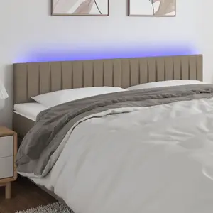 vidaXL Tête de lit à LED Taupe 160x5x78/88 cm Tissu pas cher