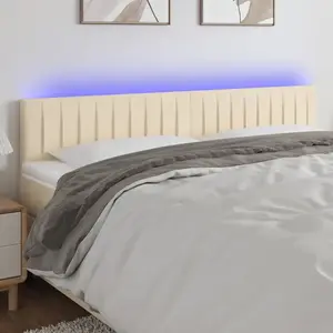 vidaXL Tête de lit à LED Crème 160x5x78/88 cm Tissu pas cher