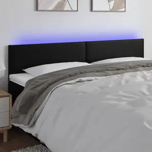 vidaXL Tête de lit à LED Noir 200x5x78/88 cm Similicuir pas cher