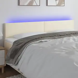 vidaXL Tête de lit à LED Crème 200x5x78/88 cm Similicuir pas cher