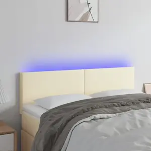 vidaXL Tête de lit à LED Crème 144x5x78/88 cm Similicuir pas cher