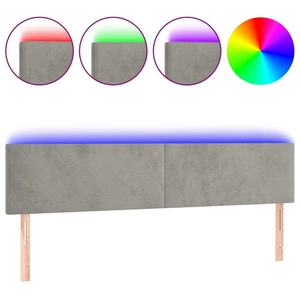 vidaXL Tête de lit à LED Gris clair 160x5x78/88 cm Velours pas cher
