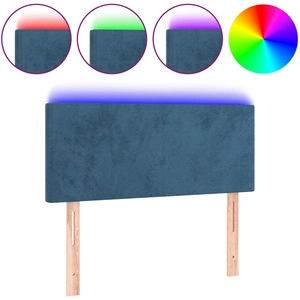 vidaXL Tête de lit à LED Bleu foncé 100x5x78/88 cm Velours pas cher