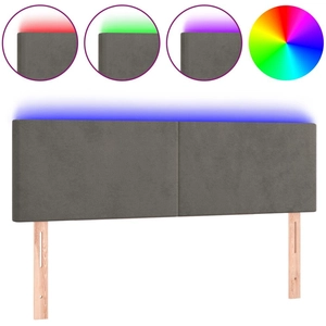 vidaXL Tête de lit à LED Gris foncé 144x5x78/88 cm Velours pas cher