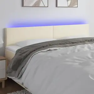 vidaXL Tête de lit à LED Crème 160x5x78/88 cm Similicuir pas cher