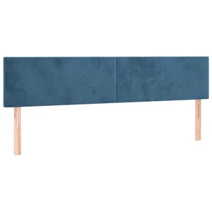 vidaXL Tête de lit à LED Bleu foncé 200x5x78/88 cm Velours pas cher
