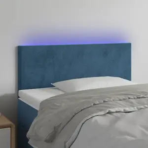 vidaXL Tête de lit à LED Bleu foncé 80x5x78/88 cm Velours pas cher