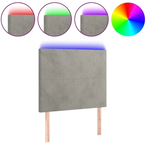 vidaXL Tête de lit à LED Gris clair 100x5x78/88 cm Velours pas cher