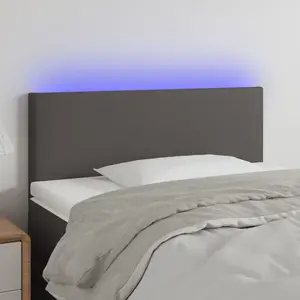 vidaXL Tête de lit à LED Gris 80x5x78/88 cm Similicuir pas cher