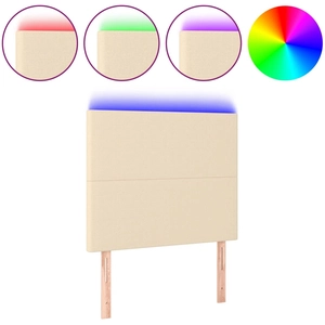 vidaXL Tête de lit à LED Crème 200x5x78/88 cm Tissu pas cher