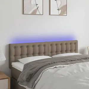 vidaXL Tête de lit à LED Taupe 144x5x78/88 cm Tissu pas cher