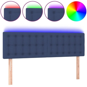 vidaXL Tête de lit à LED Bleu 144x5x78/88 cm Tissu pas cher