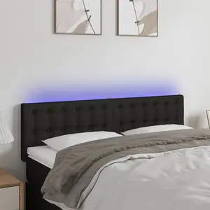 vidaXL Tête de lit à LED Noir 144x5x78/88 cm Tissu pas cher