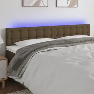 vidaXL Tête de lit à LED Marron Foncé 160x5x78/88 cm Tissu pas cher