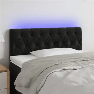 vidaXL Tête de lit à LED Noir 100x7x78/88 cm Velours pas cher