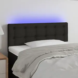 vidaXL Tête de lit à LED Noir 90x5x78/88 cm Tissu pas cher