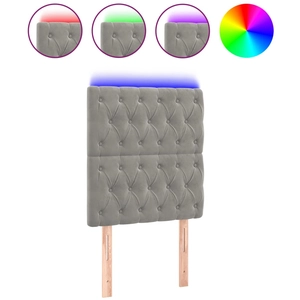 vidaXL Tête de lit à LED Gris clair 200x7x78/88 cm Velours pas cher
