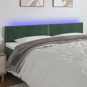 Comparateur de prix : vidaXL Tête de lit à LED Vert foncé 200x5x78/88 cm Velours