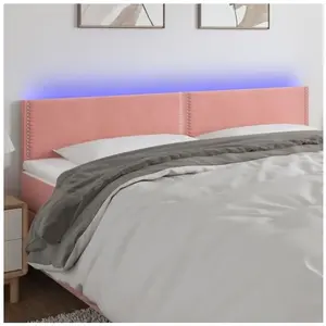 vidaXL Tête de lit à LED Rose 180x5x78/88 cm Velours pas cher