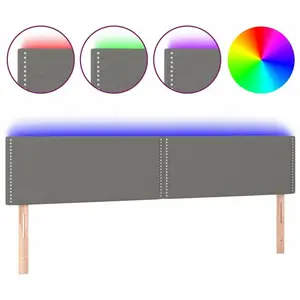 vidaXL Tête de lit à LED Gris foncé 200x5x78/88 cm Tissu pas cher