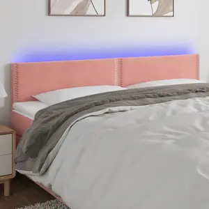 vidaXL Tête de lit à LED Rose 160x5x78/88 cm Velours pas cher