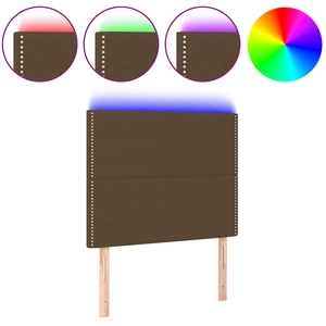 vidaXL Tête de lit à LED Marron Foncé 100x5x78/88 cm Tissu pas cher