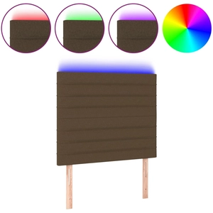 vidaXL Tête de lit à LED Marron Foncé 144x5x78/88 cm Tissu pas cher