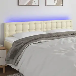 Comparateur de prix : vidaXL Vidaxl Tête De Lit À Led Crème 200x5x78/88 Cm Similicuir
