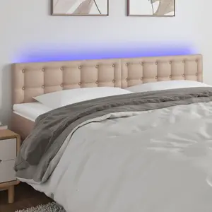 vidaXL Tête de lit à LED Cappuccino 200x5x78/88 cm Similicuir pas cher