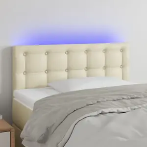 vidaXL Tête de lit à LED Crème 90x5x78/88 cm Similicuir pas cher