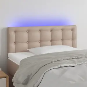 vidaXL Tête de lit à LED Cappuccino 90x5x78/88 cm Similicuir pas cher