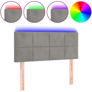 vidaXL Tête de lit à LED Gris clair 200x5x78/88 cm Velours pas cher