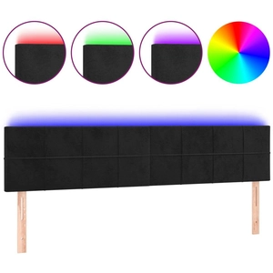 vidaXL Tête de lit à LED Noir 200x5x78/88 cm Velours pas cher