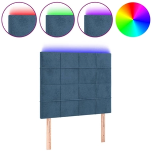 vidaXL Tête de lit à LED Bleu foncé 200x5x78/88 cm Velours pas cher