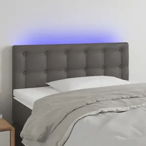 vidaXL Tête de lit à LED Gris 100x5x78/88 cm Similicuir pas cher