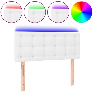 vidaXL Tête de lit à LED Blanc 100x5x78/88 cm Similicuir pas cher