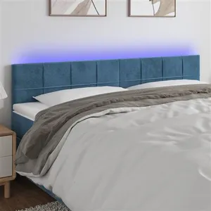 vidaXL Tête de lit à LED Bleu foncé 160x5x78/88 cm Velours pas cher