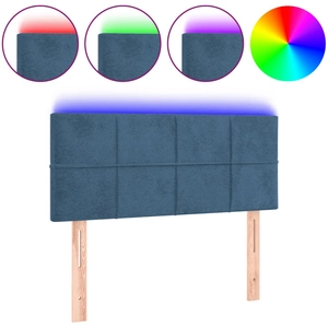 vidaXL Tête de lit à LED Bleu foncé 100x5x78/88 cm Velours pas cher