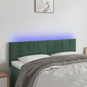 vidaXL Tête de lit à LED Vert foncé 144x5x78/88 cm Velours pas cher
