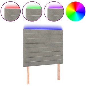 vidaXL Tête de lit à LED Gris clair 200x5x78/88 cm Velours pas cher