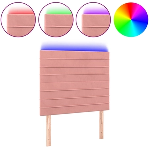 vidaXL Tête de lit à LED Rose 200x5x78/88 cm Velours pas cher